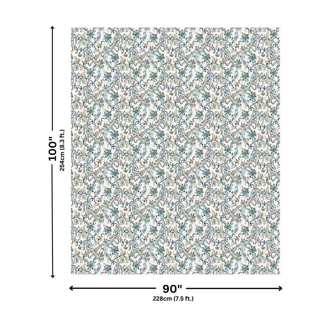Paisley Trails Aqua Combo of Pure Cotton Double Bedsheet and Double Bed Dohar