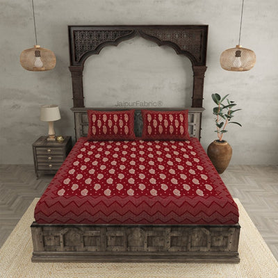 Traditional Goldi Maroon King Size BedSheet