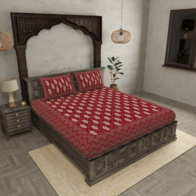 Traditional Goldi Maroon King Size BedSheet