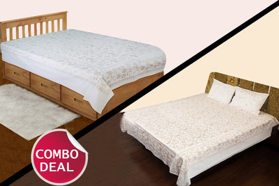 COMBO13 - Set of Double Bed Sheet and Single Bed Sheet