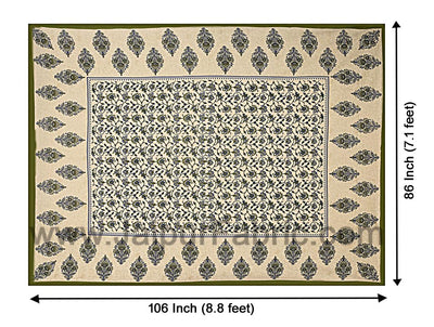 Green  Border Tropical keri Design Cotton Double Bed Sheet