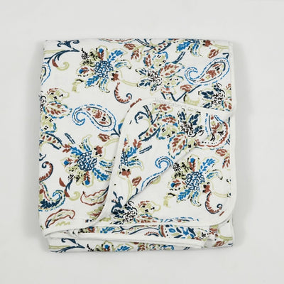 Paisley Trails Aqua Combo of Pure Cotton Double Bedsheet and Double Bed Dohar