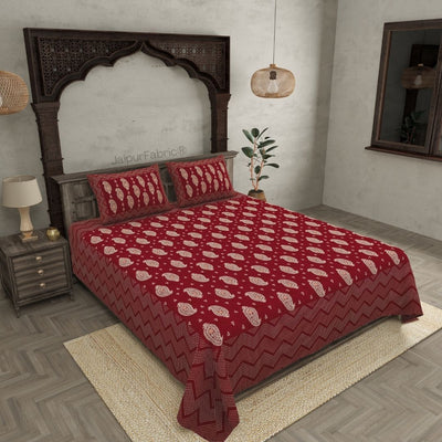 Traditional Goldi Maroon King Size BedSheet