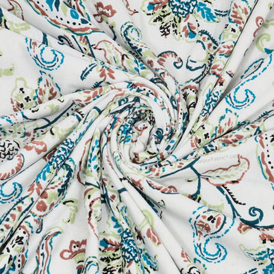 Paisley Trails Aqua Combo of Pure Cotton Double Bedsheet and Double Bed Dohar