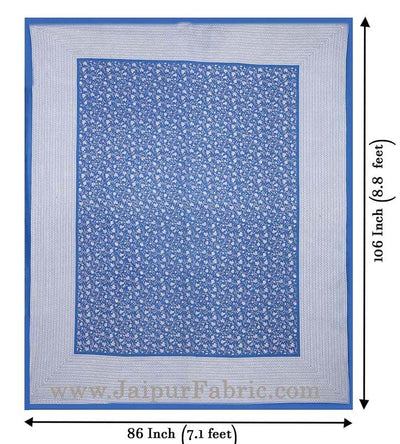 Floral Double Bedsheet Blue base with 2 Pillow Covers