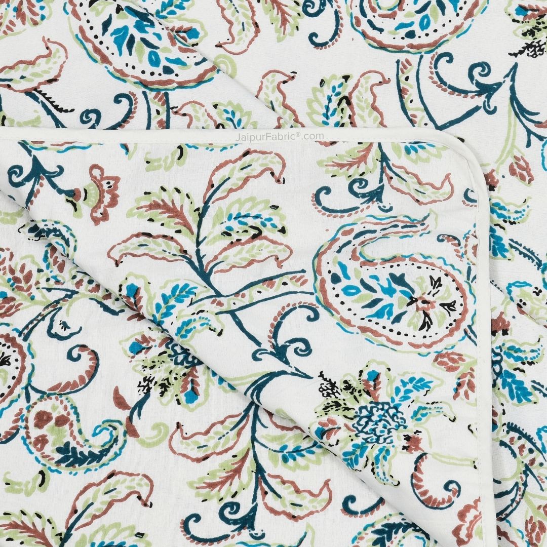 Pure Cotton Double Bed Dohar Anokhi Print – Gulmohar Vine Blue & Brown