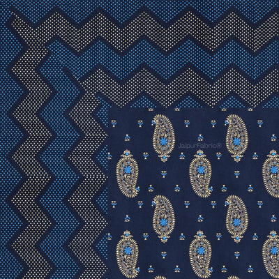 Traditional Goldi Nevy Blue King Size BedSheet