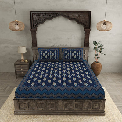 Traditional Goldi Nevy Blue King Size BedSheet