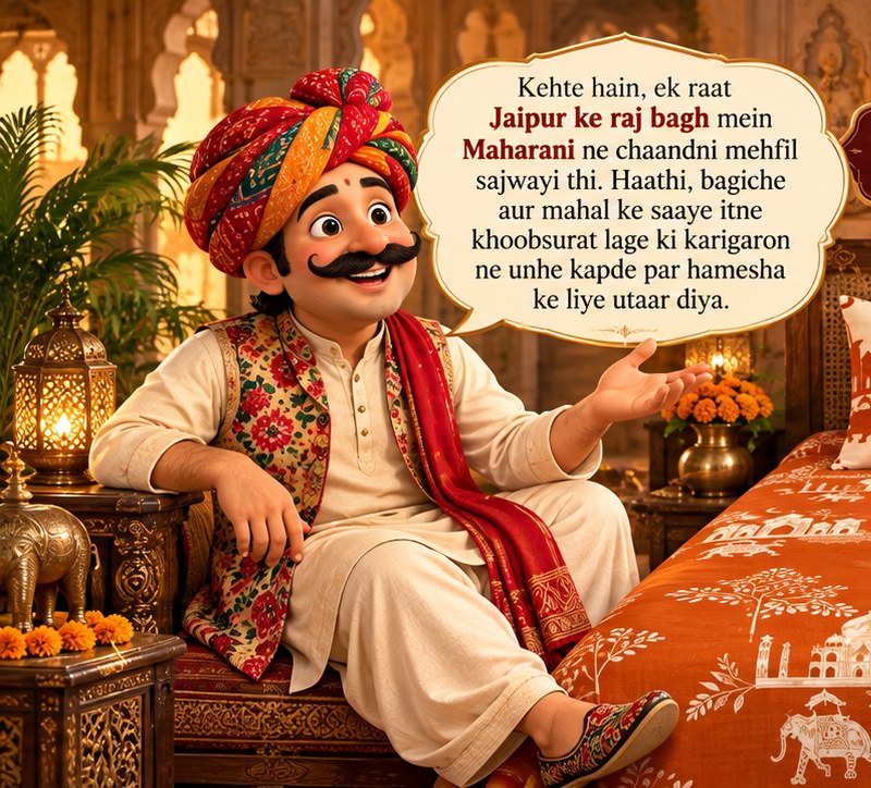 Storyteller in a Rajasthani safa narrating the legend