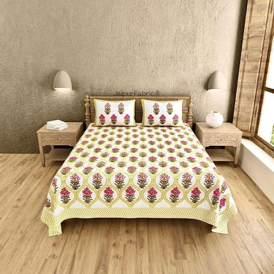 Classic Block Print 400 TC Pure Cotton King Size Bedsheet with Traditional Pattern