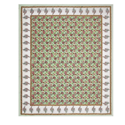 Floral Bouquette Blue Boota Border Pure Cotton Double BedSheet