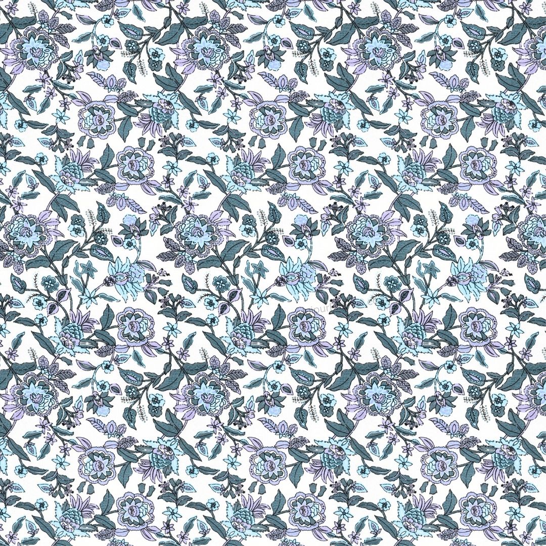 Pure Cotton Double Bed Dohar Anokhi Print – Neelkamal Bloom Teal & Grey
