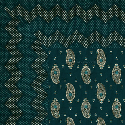 Traditional Goldi Sea Green King Size BedSheet