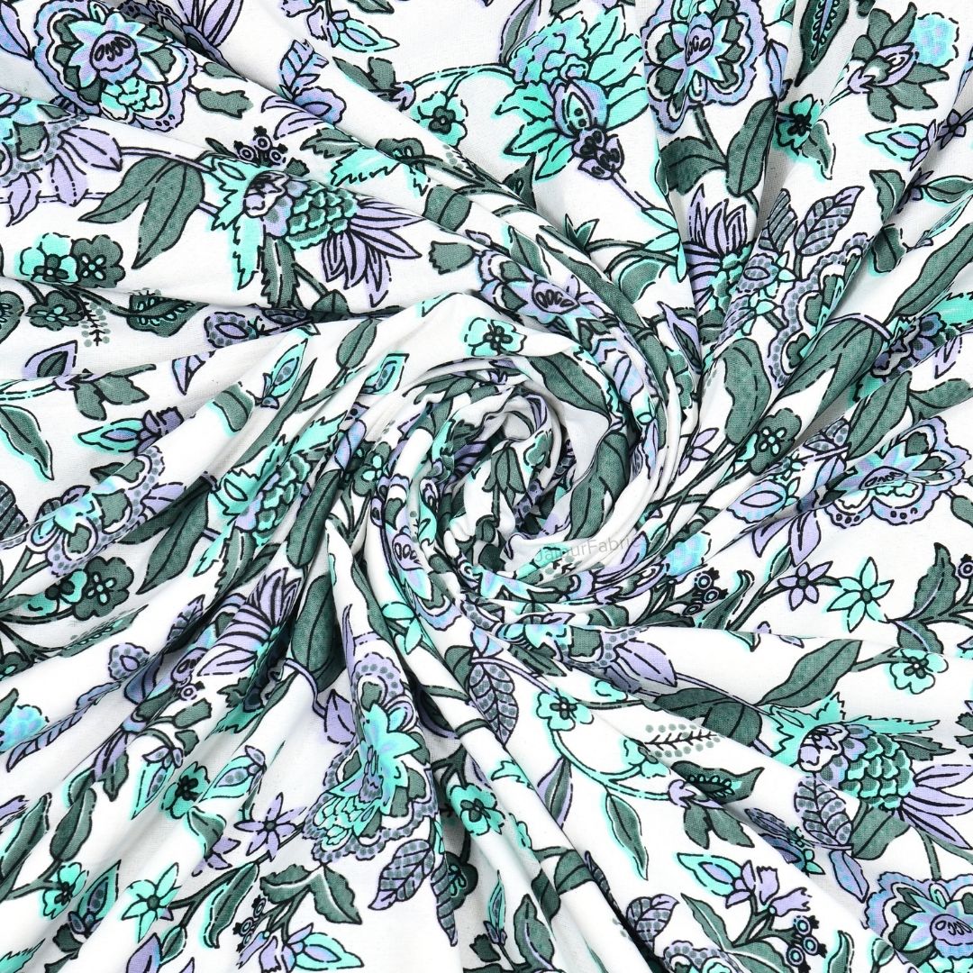 Pure Cotton Double Bed Dohar Anokhi Print – Neelkamal Bloom Teal & Grey