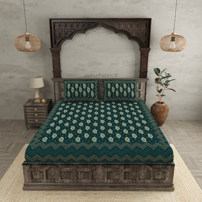 Traditional Goldi Sea Green King Size BedSheet