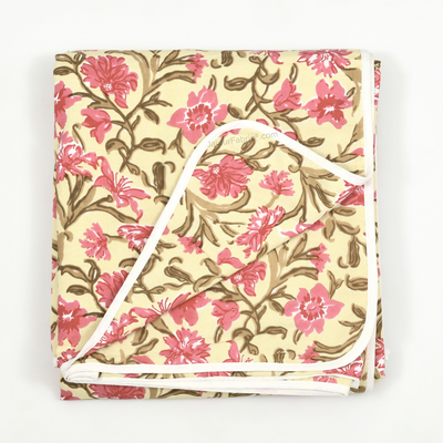 Bloom Peach Combo of Pure Cotton Double Bedsheet and Double Bed Dohar