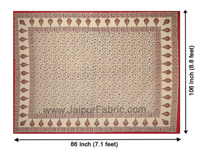 Ethnic Gold Red Floral Double Bedsheet