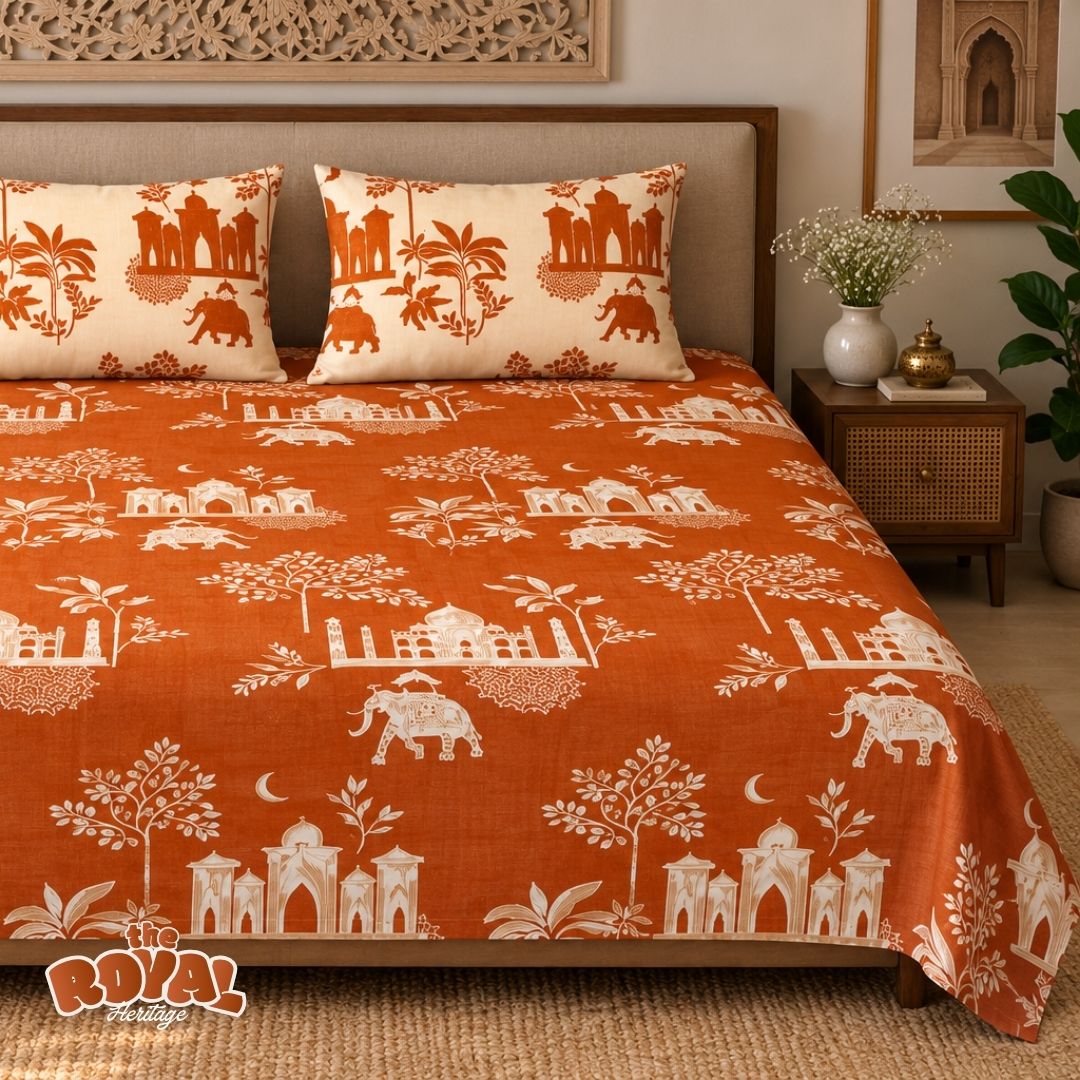 Royal Heritage Dark Double Bed Size Bedsheet