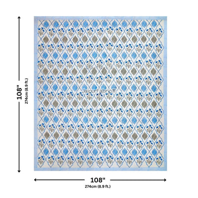 Ultra Premium Block Print 400 TC Pure Cotton King Size Bedsheet