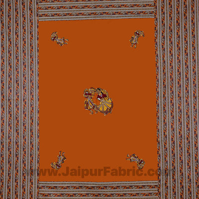 Applique Mustard Chang Dance Jaipuri  Hand Made Embroidery Patch Work Double Bedsheet
