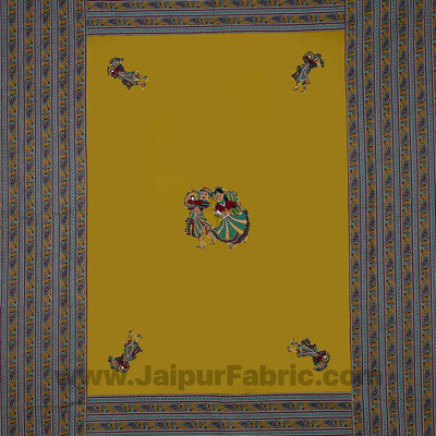 Applique Mehandi Green Chang Dance Jaipuri  Hand Made Embroidery Patch Work Double Bedsheet