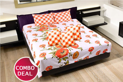 COMBO20 - Set Of Double Bed Sheet and 3 Cushion Covers