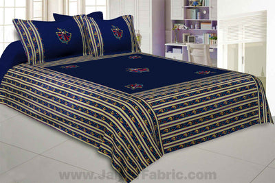 Applique Blue Gujri Jaipuri  Hand Made Embroidery Patch Work Double Bedsheet