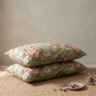 Emerald Green Spring Bloom Cluster Pure Cotton King Size Bedsheet