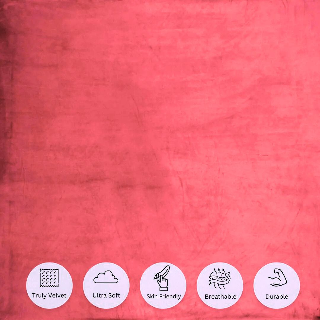 Red Super Soft Velvet Double Bedsheet with Matching Pillow Covers