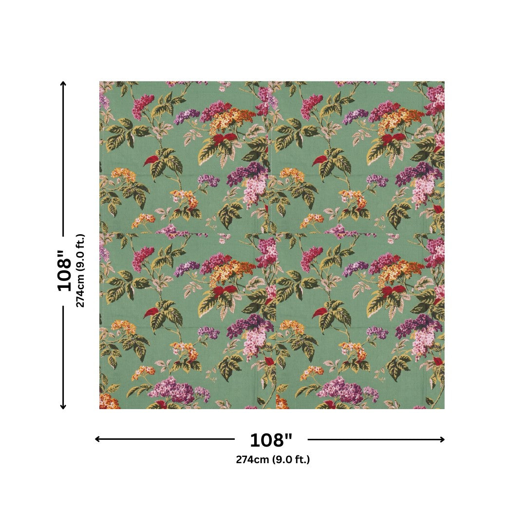 Emerald Green Spring Bloom Cluster Pure Cotton King Size Bedsheet