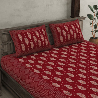 Traditional Goldi Maroon King Size BedSheet