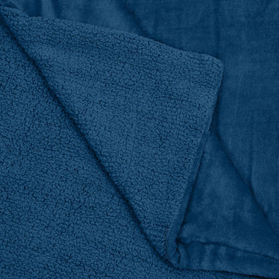 Velvet Plush Midnight Navy Double Bed Blanket layered with Ultra-Soft Sherpa Fabric