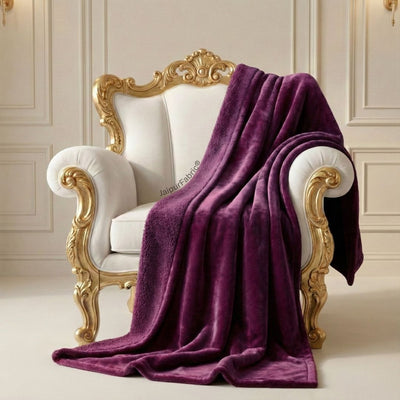 Velvet Plush Royal Plum Double Bed Blanket layered with Ultra-Soft Sherpa Fabric