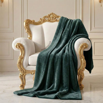 Velvet Plush Deep Teal Double Bed Blanket layered with Ultra-Soft Sherpa Fabric