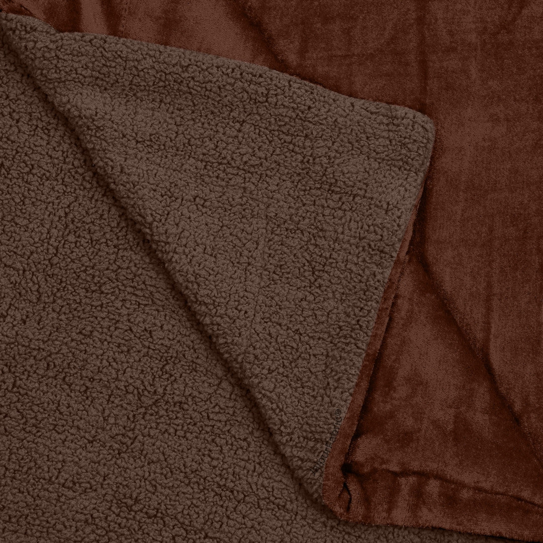 Velvet Plush Mocha Brown Double Bed Blanket layered with Ultra-Soft Sherpa Fabric
