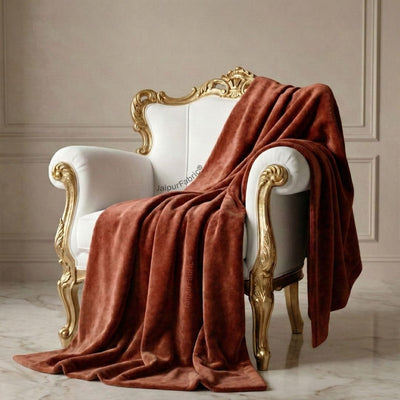 Velvet Plush Rustic Amber Double Bed Blanket layered with Ultra-Soft Sherpa Fabric