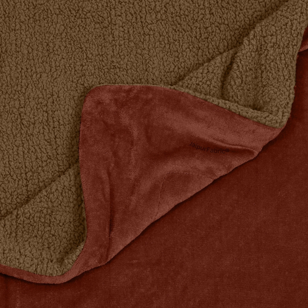 Velvet Plush Rustic Amber Double Bed Blanket layered with Ultra-Soft Sherpa Fabric