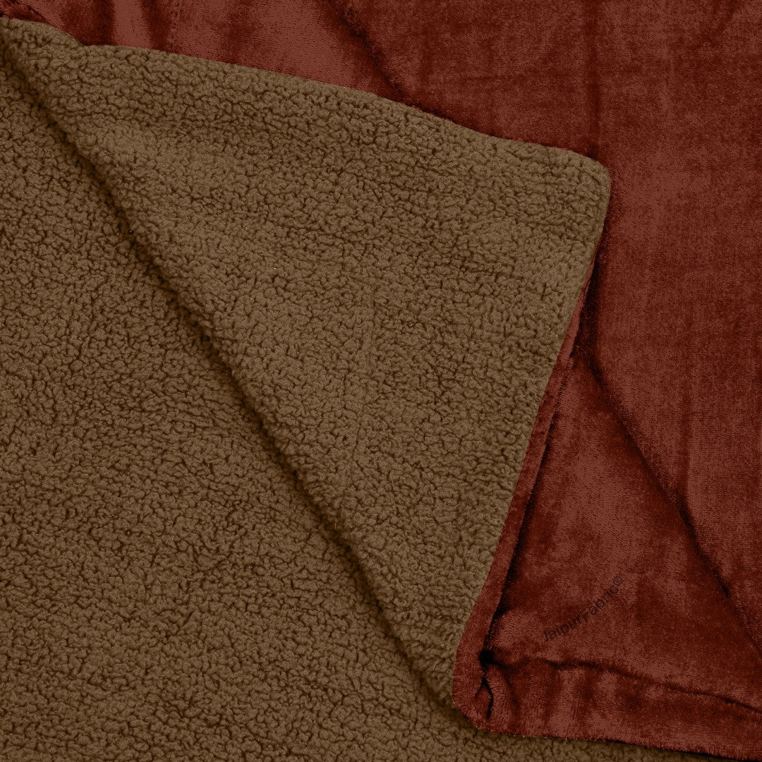 Velvet Plush Rustic Amber Double Bed Blanket layered with Ultra-Soft Sherpa Fabric