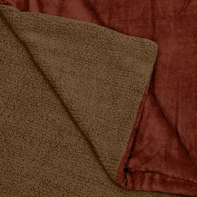 Velvet Plush Rustic Amber Double Bed Blanket layered with Ultra-Soft Sherpa Fabric