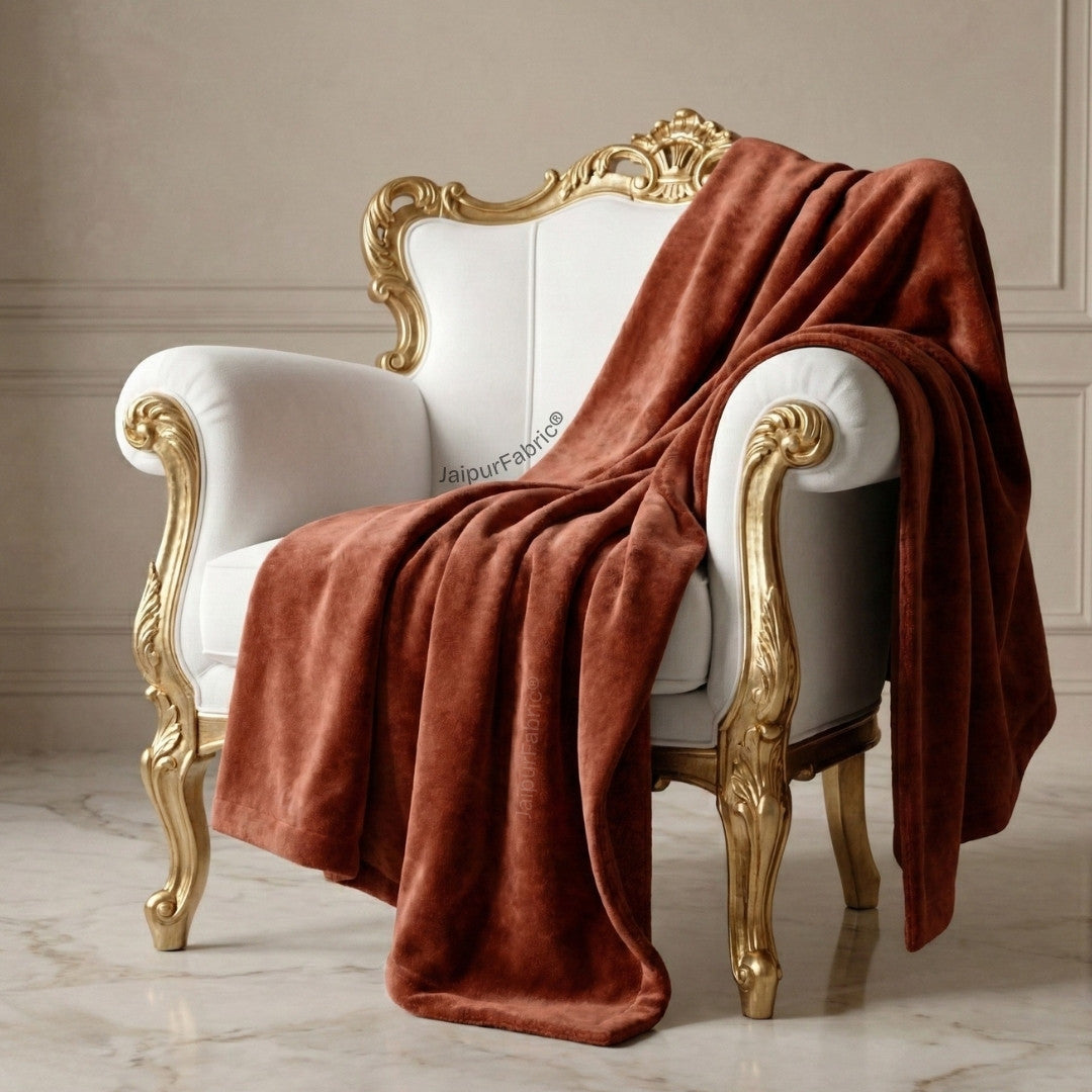 Velvet Plush Rustic Amber Double Bed Blanket layered with Ultra-Soft Sherpa Fabric