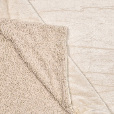 Velvet Plush Sandstone Beige Double Bed Blanket layered with Ultra-Soft Sherpa Fabric