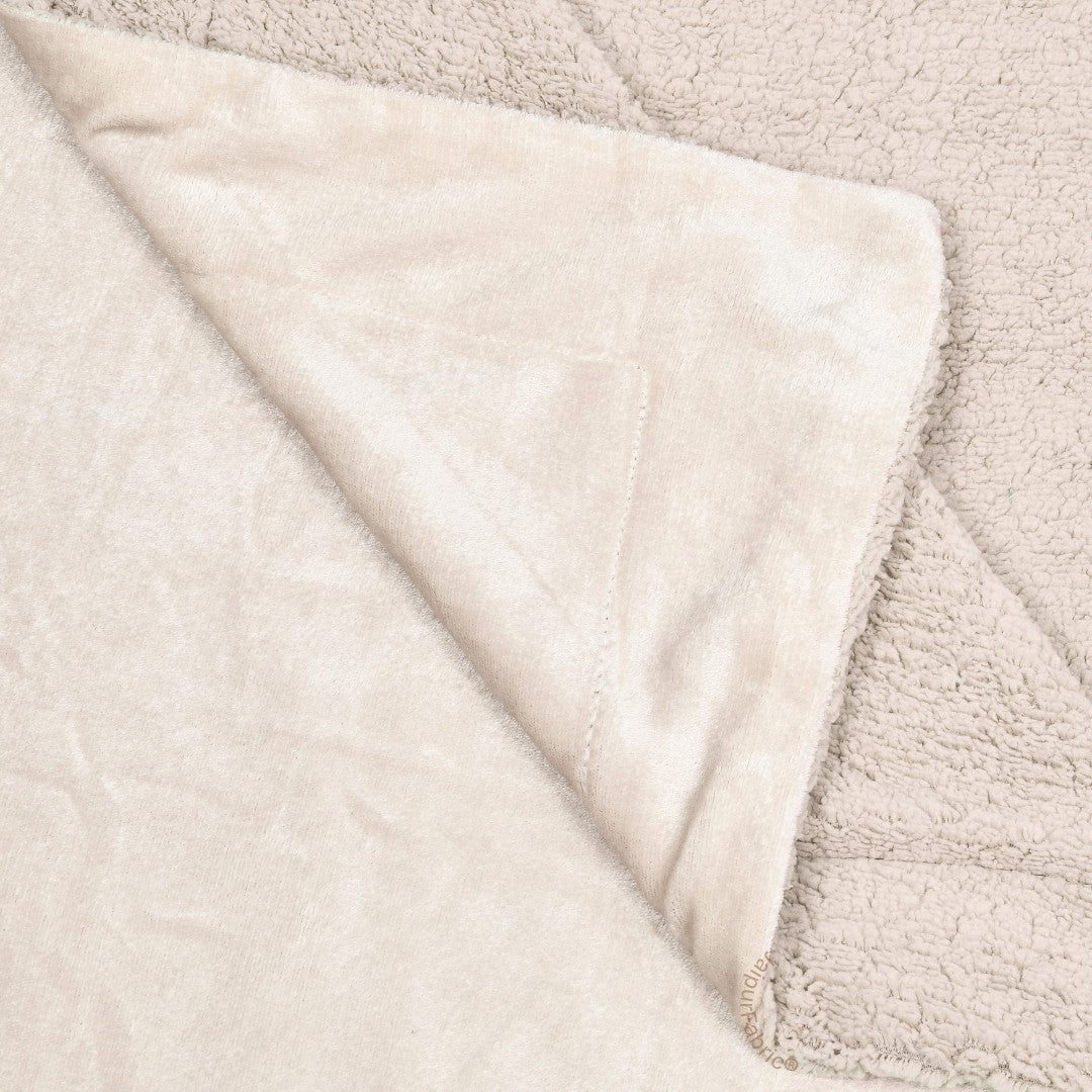 Velvet Plush Sandstone Beige Double Bed Blanket layered with Ultra-Soft Sherpa Fabric