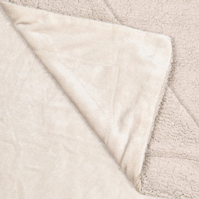 Velvet Plush Sandstone Beige Double Bed Blanket layered with Ultra-Soft Sherpa Fabric