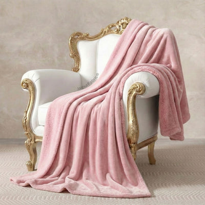 Velvet Plush Baby Pink Double Bed Blanket layered with Ultra-Soft Sherpa Fabric