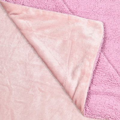 Velvet Plush Baby Pink Double Bed Blanket layered with Ultra-Soft Sherpa Fabric