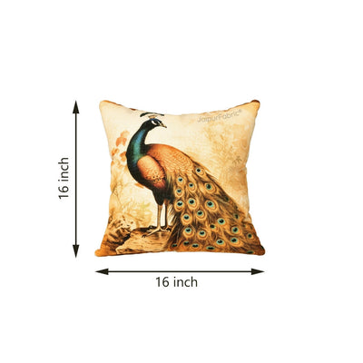 Ethnic Peacock Jute Digital Print Cushion Cover
