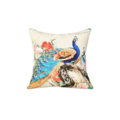 Tari Merak Peacock Jute Digital Print Cushion Cover