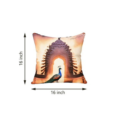 Luxury Peacock Jute Pillow Digital Printed Design Cushion Cover
