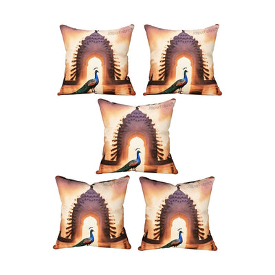 Luxury Peacock Jute Pillow Digital Printed Design Cushion Cover