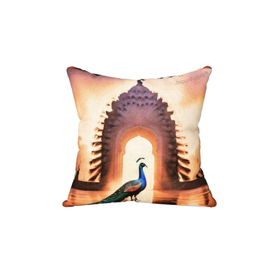 Luxury Peacock Jute Pillow Digital Printed Design Cushion Cover